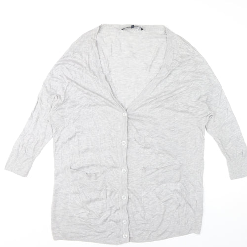 French Connection Women’s Grey M Cardigan V-Neck Long Sleeve Knit