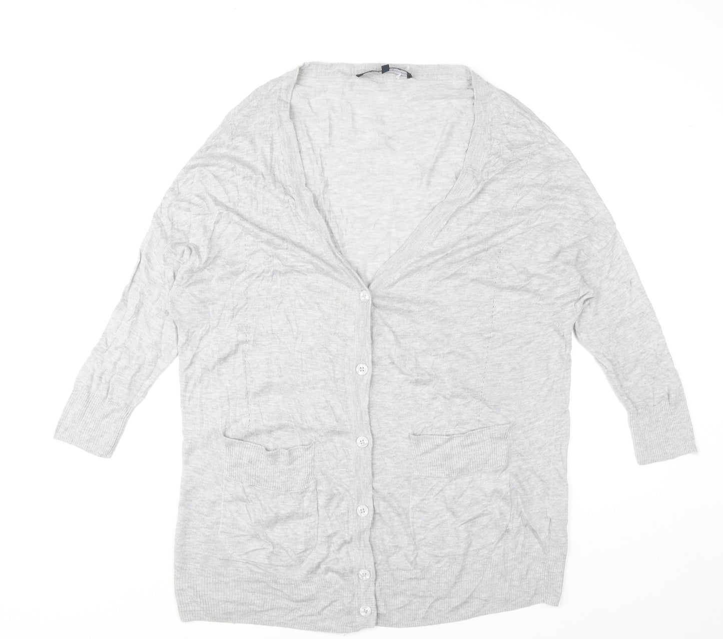 French Connection Women’s Grey M Cardigan V-Neck Long Sleeve Knit