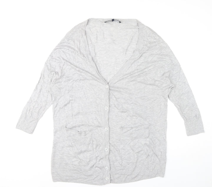 French Connection Women’s Grey M Cardigan V-Neck Long Sleeve Knit