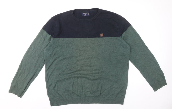 Springfield Men’s Green Blue Cotton Pullover Jumper 2XL Crew Neck