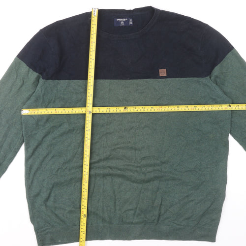 Springfield Men’s Green Blue Cotton Pullover Jumper 2XL Crew Neck