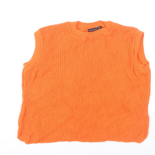 I Saw It First Womens Orange Sleeveless Knit Vest Jumper Size S