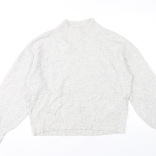 Fat Face Womens Grey Mock Neck Jumper Size 12 Wool Blend Pullover