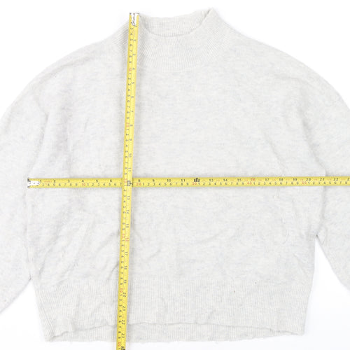Fat Face Womens Grey Mock Neck Jumper Size 12 Wool Blend Pullover