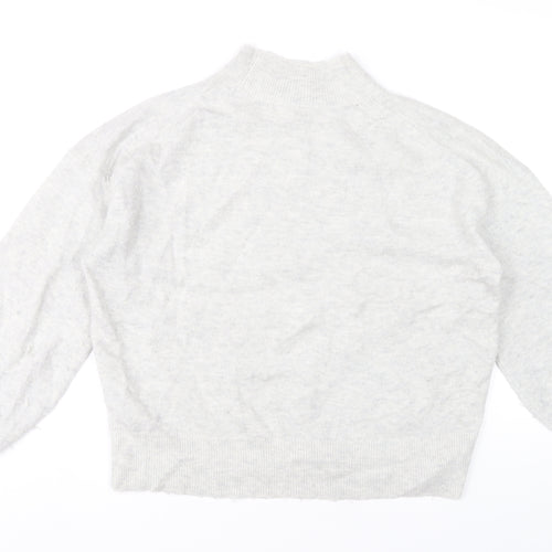 Fat Face Womens Grey Mock Neck Jumper Size 12 Wool Blend Pullover