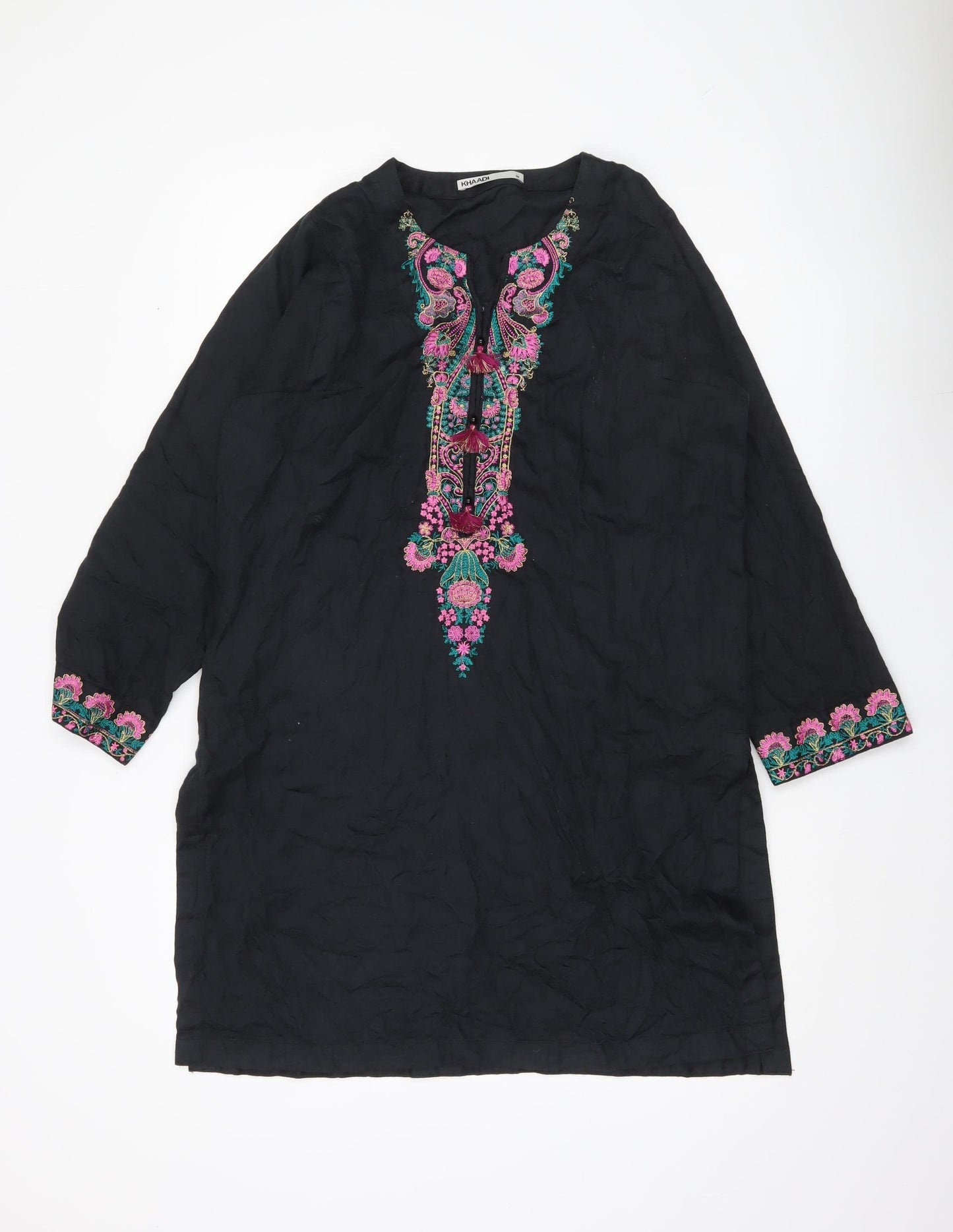 Khaadi Women’s Black Embroidered Cotton Kaftan Dress Size 10