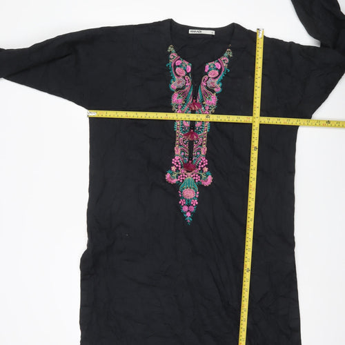 Khaadi Women’s Black Embroidered Cotton Kaftan Dress Size 10
