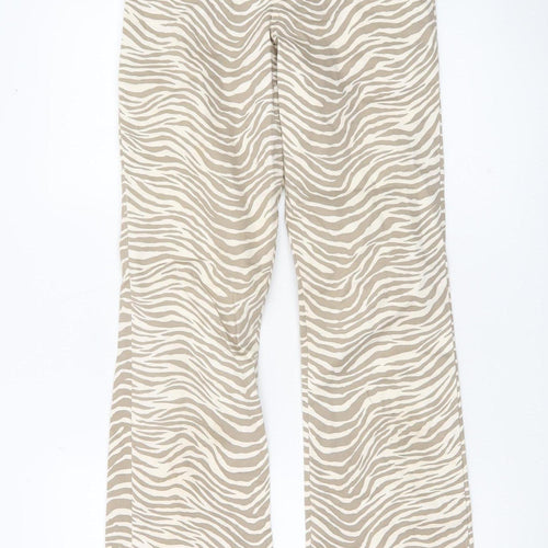 Motel Womens Beige Animal Print XS Flared Trousers