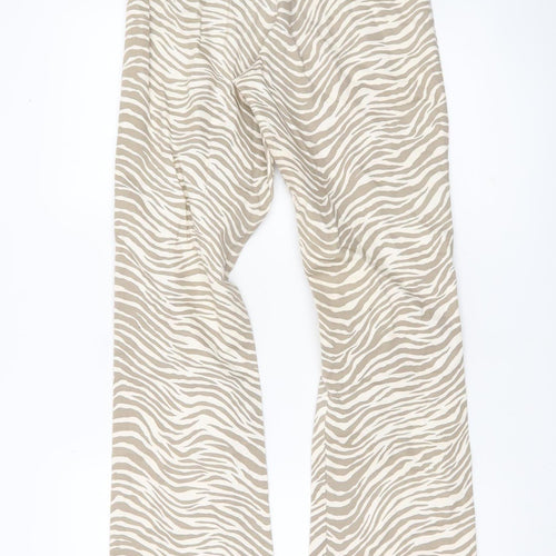 Motel Womens Beige Animal Print XS Flared Trousers