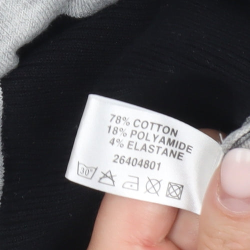 MK Women Black Grey Striped Pullover Jumper Size 12 Long Sleeve