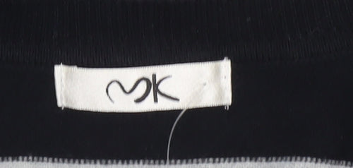 MK Women Black Grey Striped Pullover Jumper Size 12 Long Sleeve
