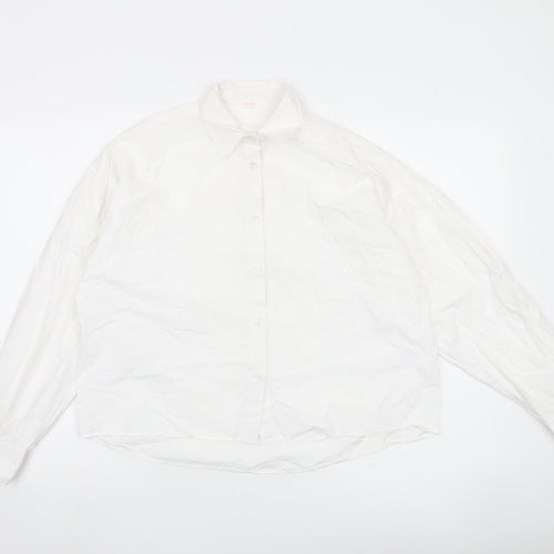 ANYDAY Women’s White Cotton Button-Up Long Sleeve Shirt L