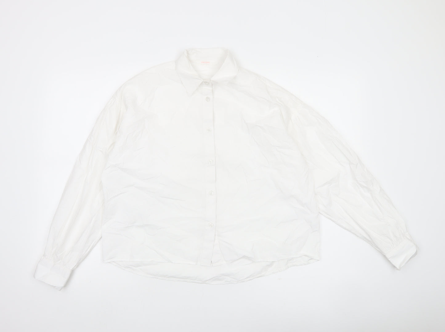ANYDAY Women’s White Cotton Button-Up Long Sleeve Shirt L