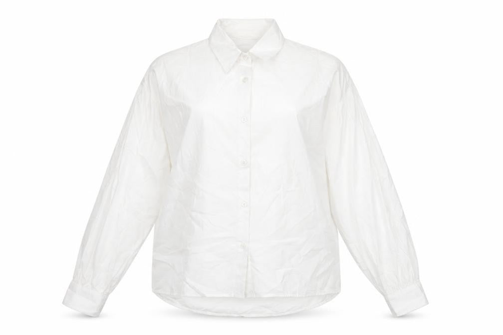 ANYDAY Women’s White Cotton Button-Up Long Sleeve Shirt L