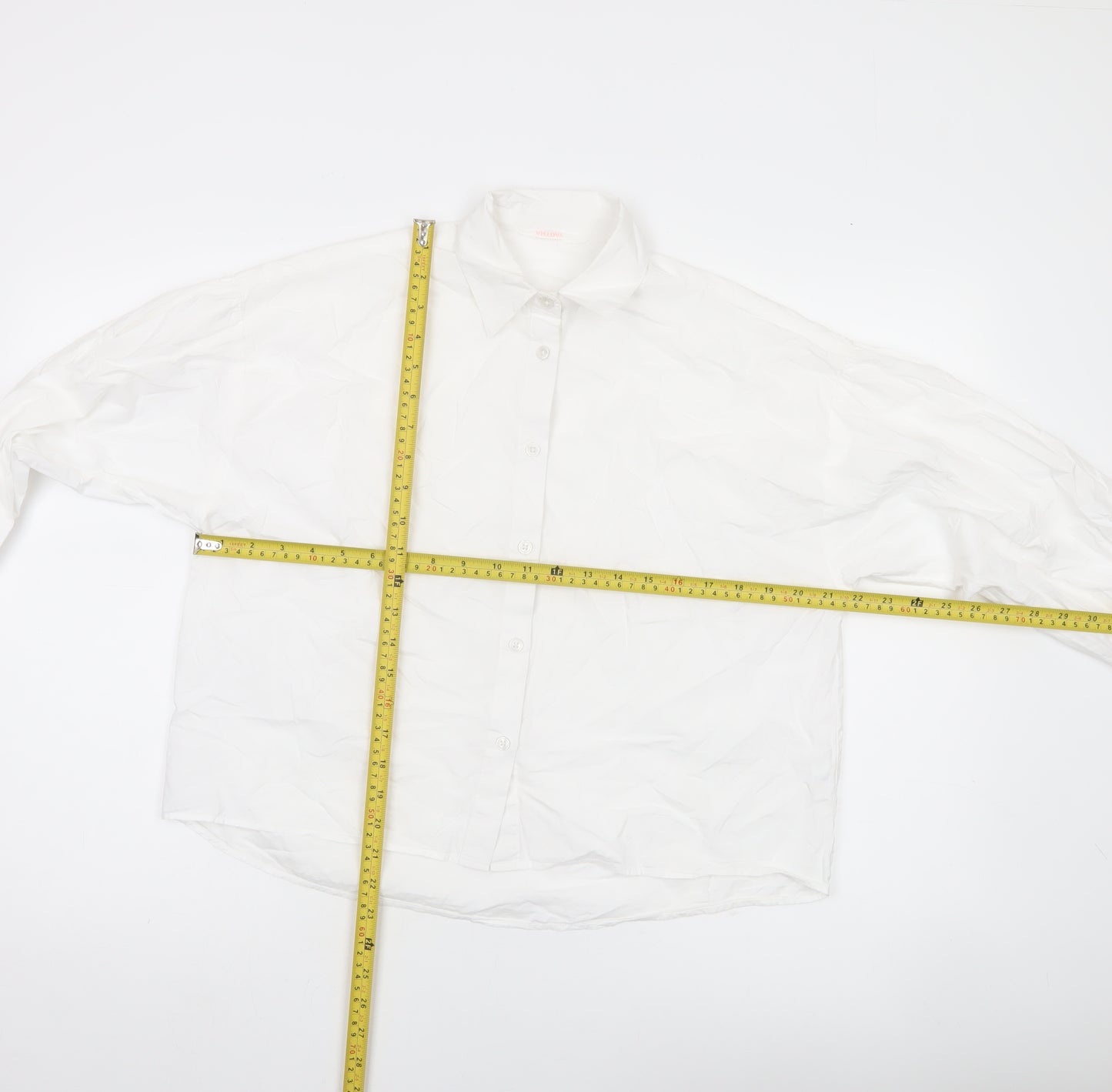 ANYDAY Women’s White Cotton Button-Up Long Sleeve Shirt L
