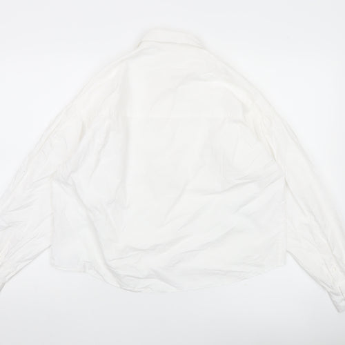 ANYDAY Women’s White Cotton Button-Up Long Sleeve Shirt L