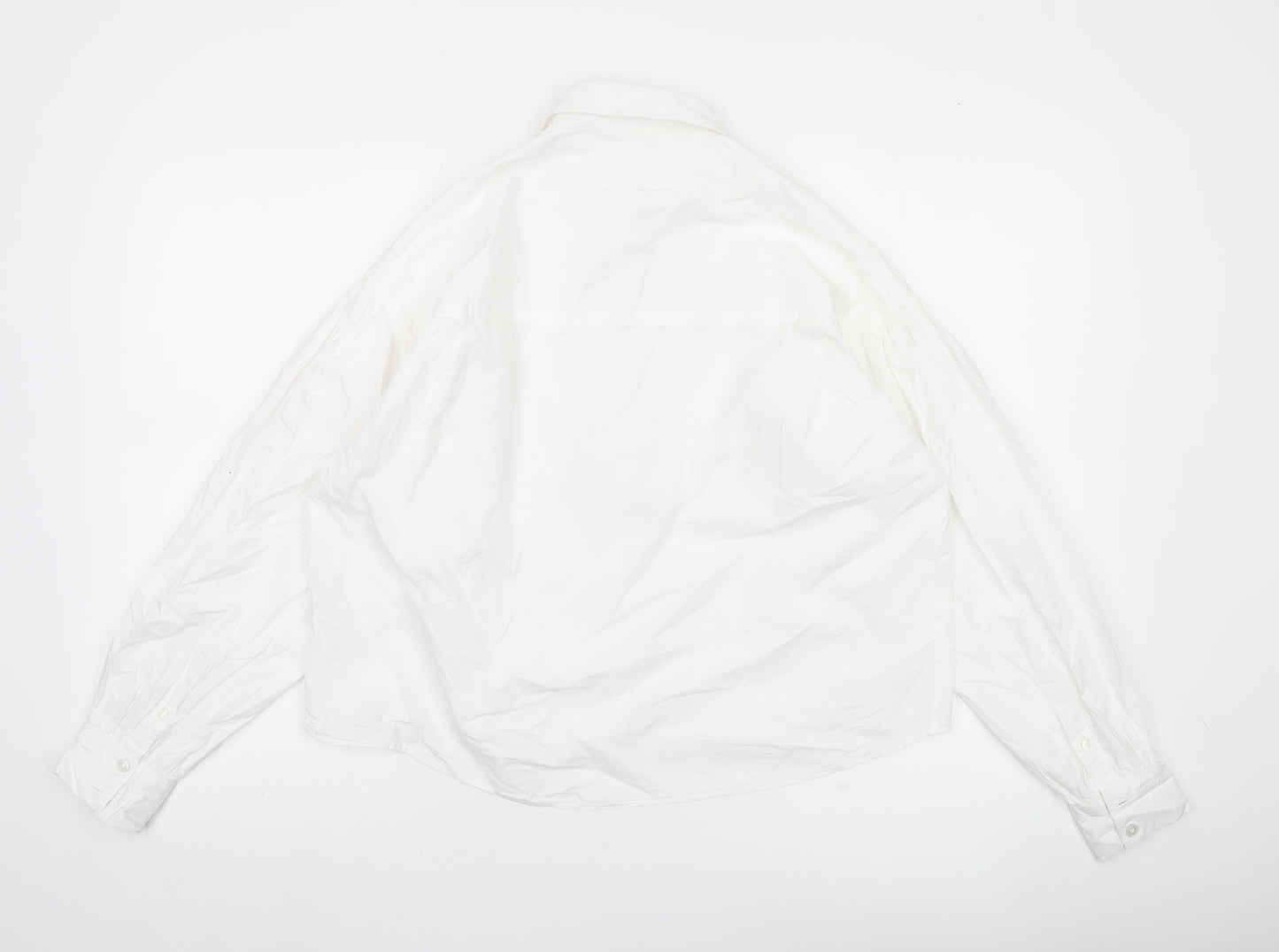 ANYDAY Women’s White Cotton Button-Up Long Sleeve Shirt L