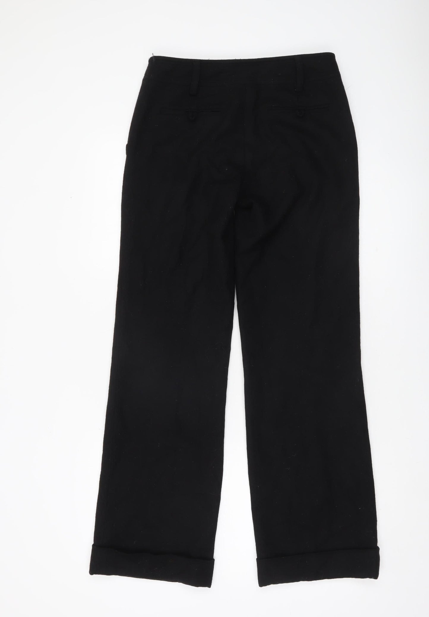 ELLE Womens Black Cropped Straight Leg Trousers UK 8 XS