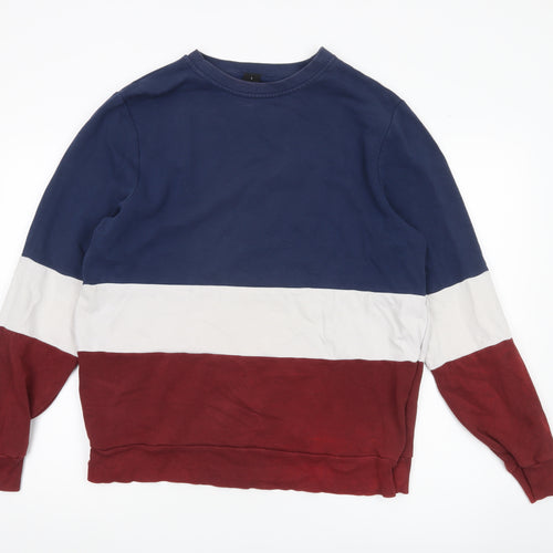 New Look Men’s Colour Block Sweatshirt Blue White Red Size L