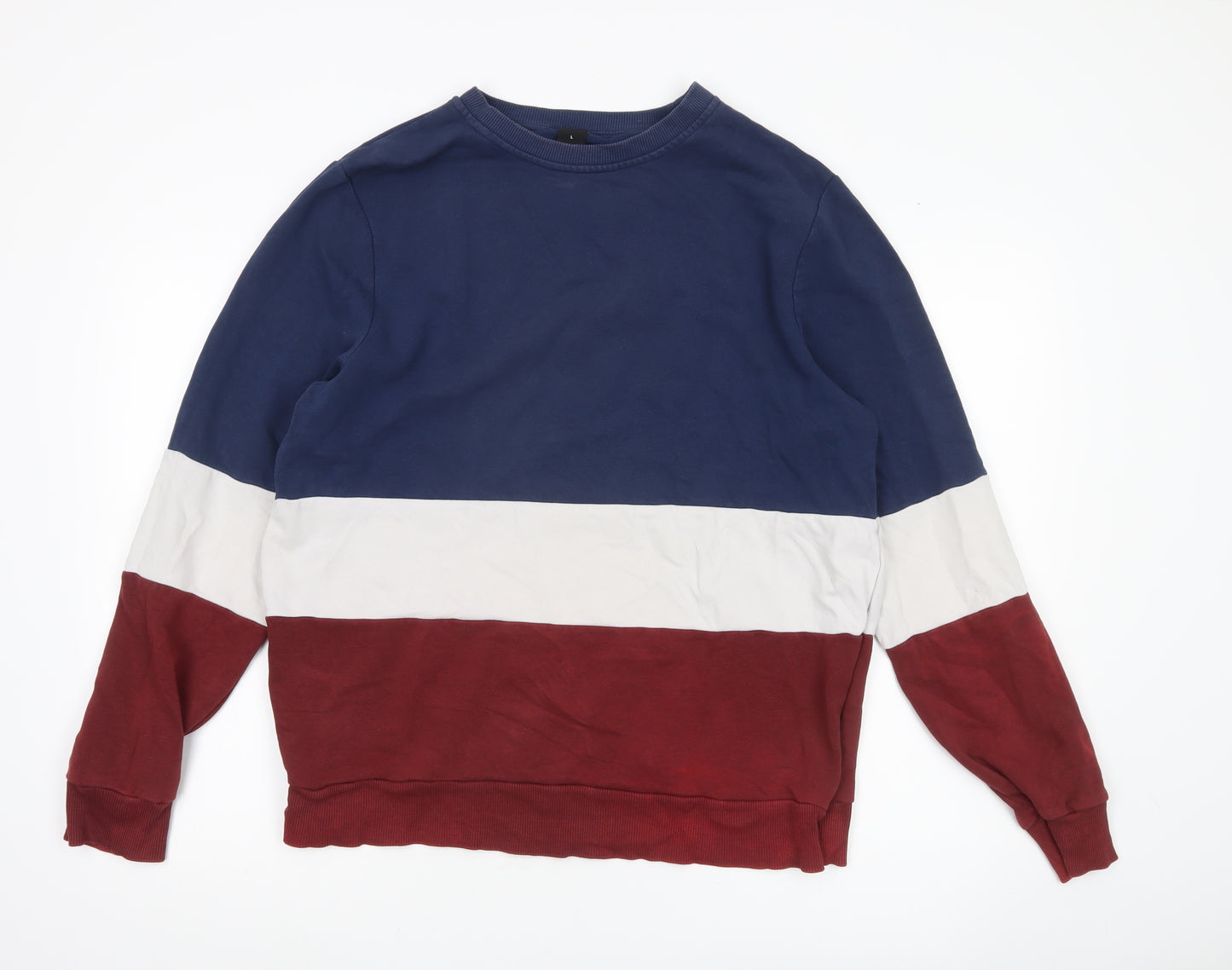 New Look Men’s Colour Block Sweatshirt Blue White Red Size L