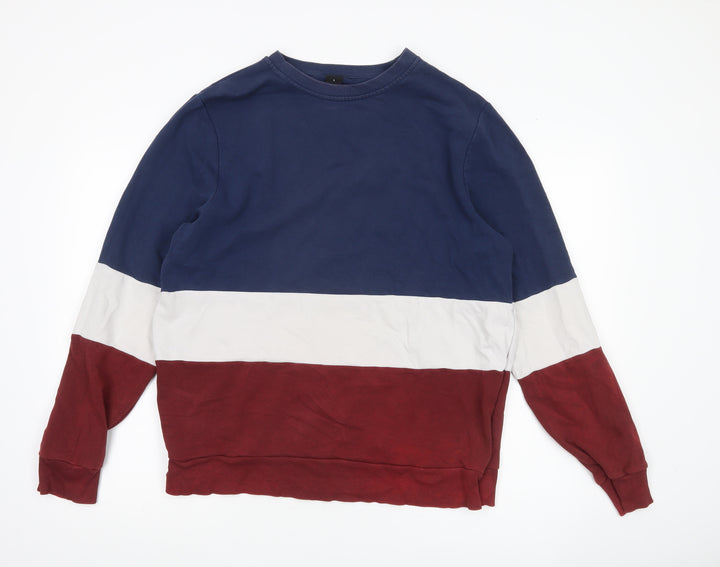 New Look Men’s Colour Block Sweatshirt Blue White Red Size L