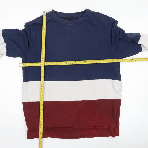 New Look Men’s Colour Block Sweatshirt Blue White Red Size L