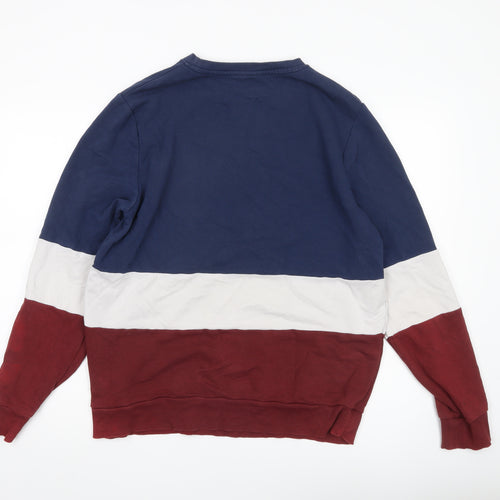 New Look Men’s Colour Block Sweatshirt Blue White Red Size L