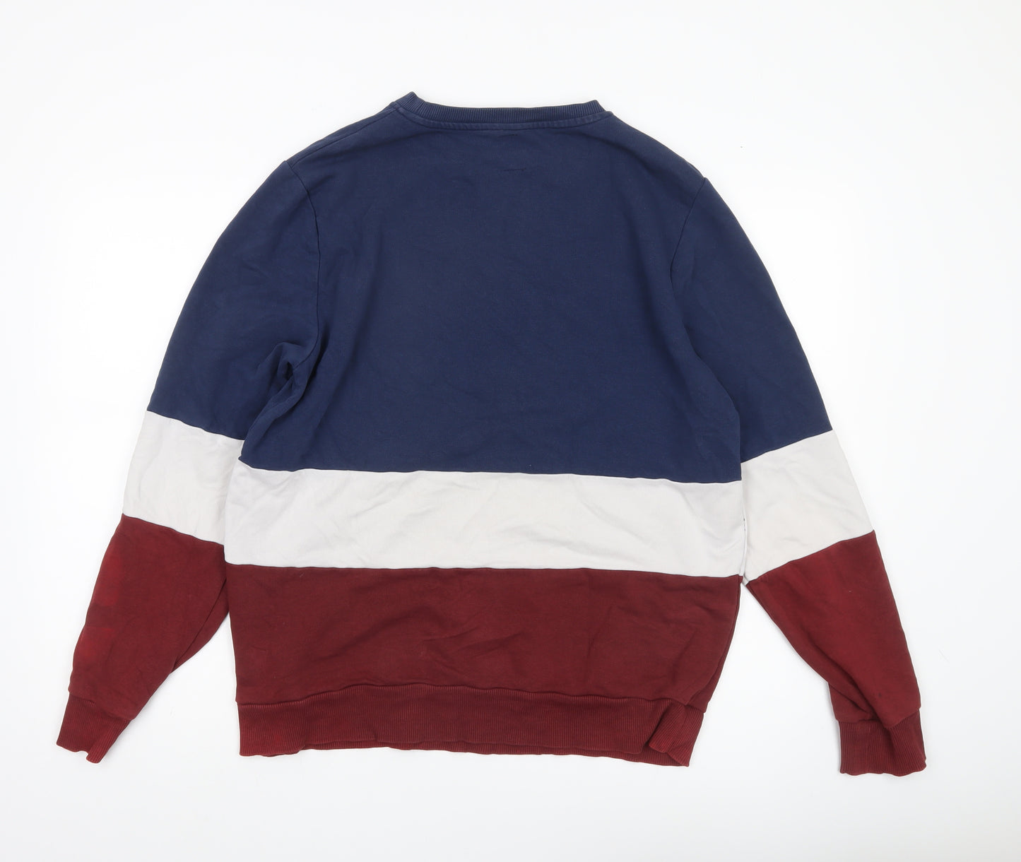 New Look Men’s Colour Block Sweatshirt Blue White Red Size L