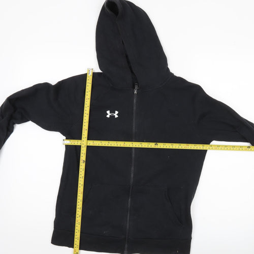 Under Armour Boys Black Full Zip Hoodie Size 13 Years Cotton Blend