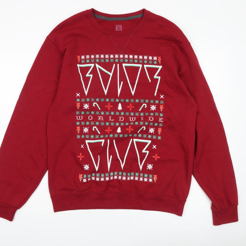 WWE Men’s Red Christmas Graphic Pullover Sweatshirt Size M