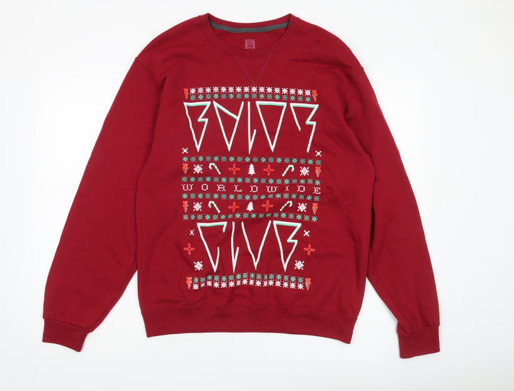 WWE Men’s Red Christmas Graphic Pullover Sweatshirt Size M