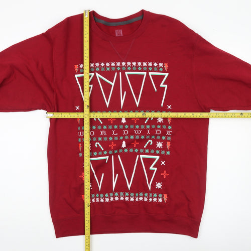 WWE Men’s Red Christmas Graphic Pullover Sweatshirt Size M