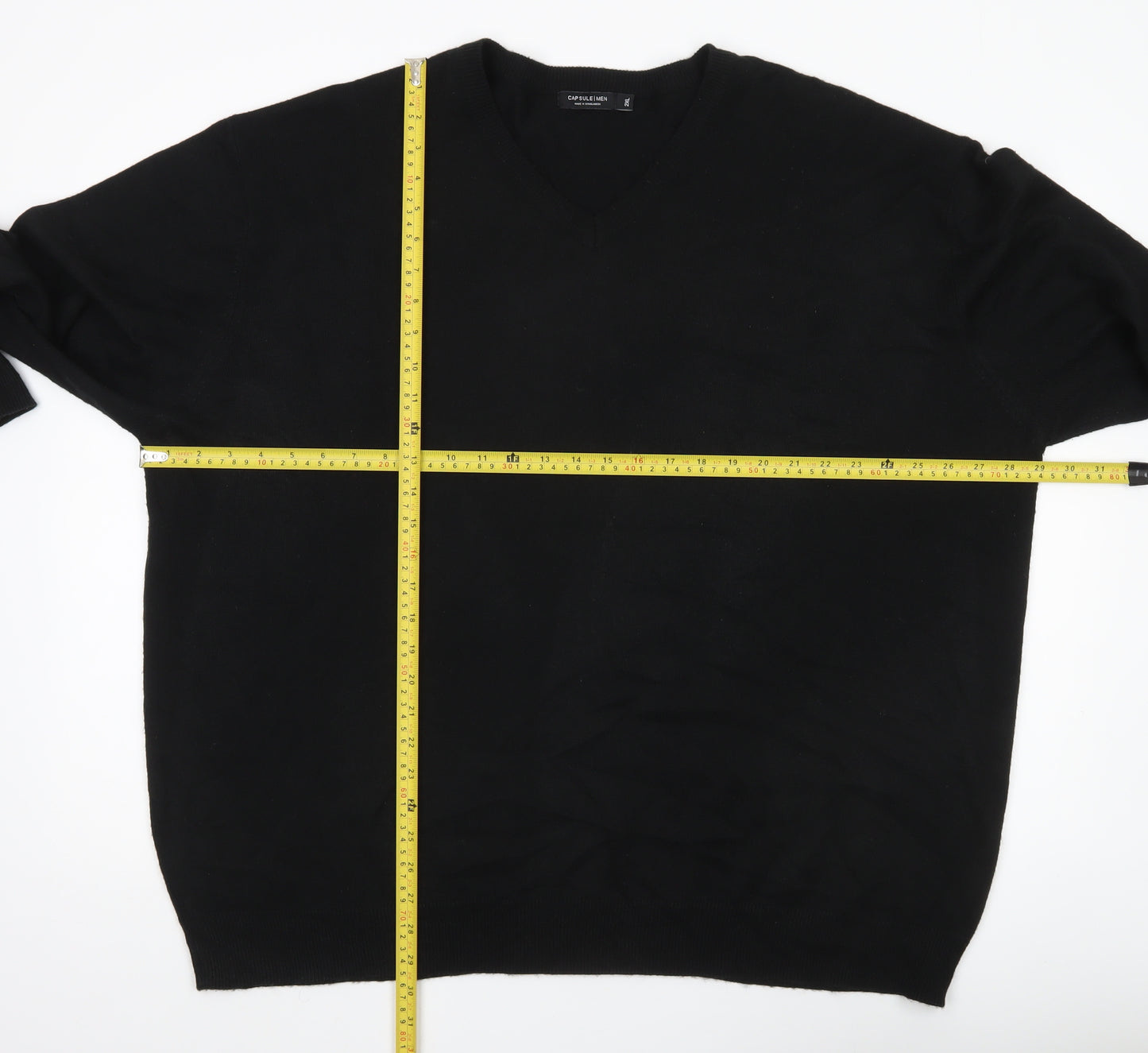 Capsule Men’s Black 2XL V-Neck Pullover Jumper Knitwear