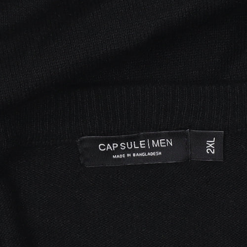 Capsule Men’s Black 2XL V-Neck Pullover Jumper Knitwear