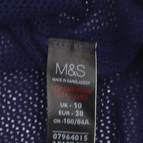Marks and Spencer Womens Blue Size 10 V-Neck Open Knit Pullover Jumper