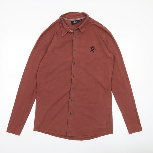 Gym King Men's Brown Slim Fit Long Sleeve Button-Up Shirt L