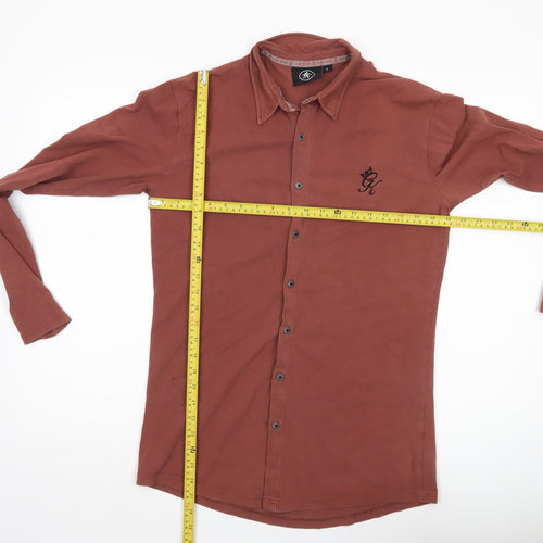 Gym King Men's Brown Slim Fit Long Sleeve Button-Up Shirt L