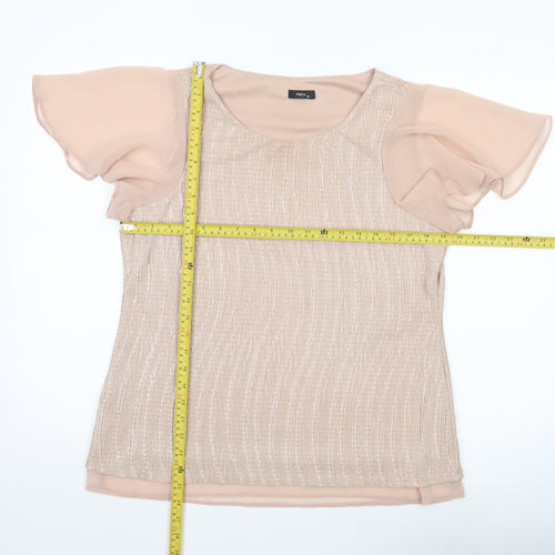 M&Co Women’s Beige Blouse Size 16 Flutter Sleeve Scoop Neck