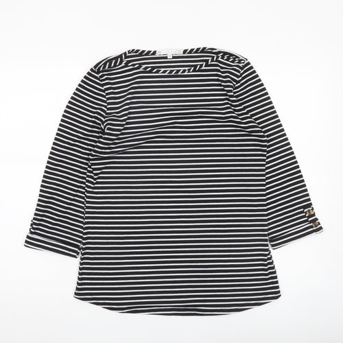 Lakeland Women’s Black Striped Boat Neck 3/4 Sleeve Blouse M