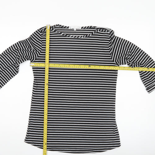 Lakeland Women’s Black Striped Boat Neck 3/4 Sleeve Blouse M