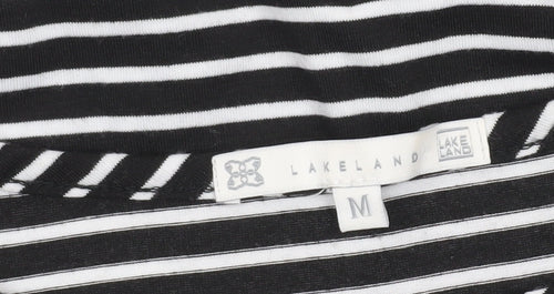 Lakeland Women’s Black Striped Boat Neck 3/4 Sleeve Blouse M