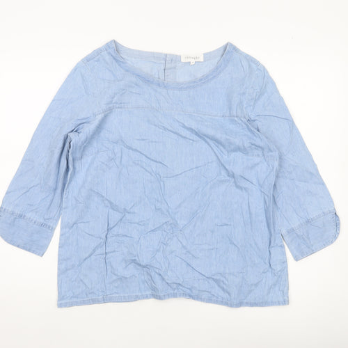 Thought Women’s Blue Cotton Blend Chambray Blouse Size 12