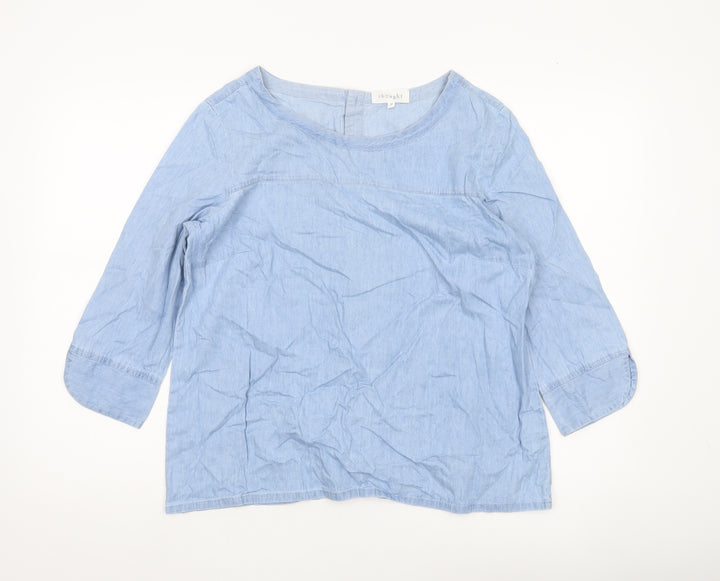 Thought Women’s Blue Cotton Blend Chambray Blouse Size 12