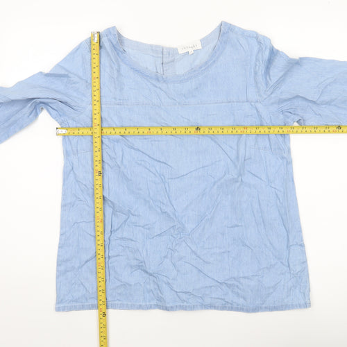 Thought Women’s Blue Cotton Blend Chambray Blouse Size 12