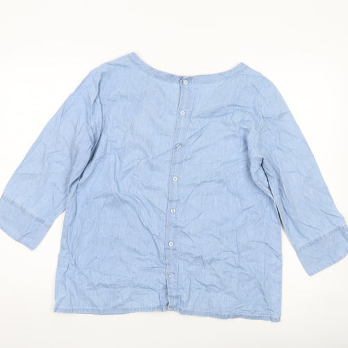 Thought Women’s Blue Cotton Blend Chambray Blouse Size 12