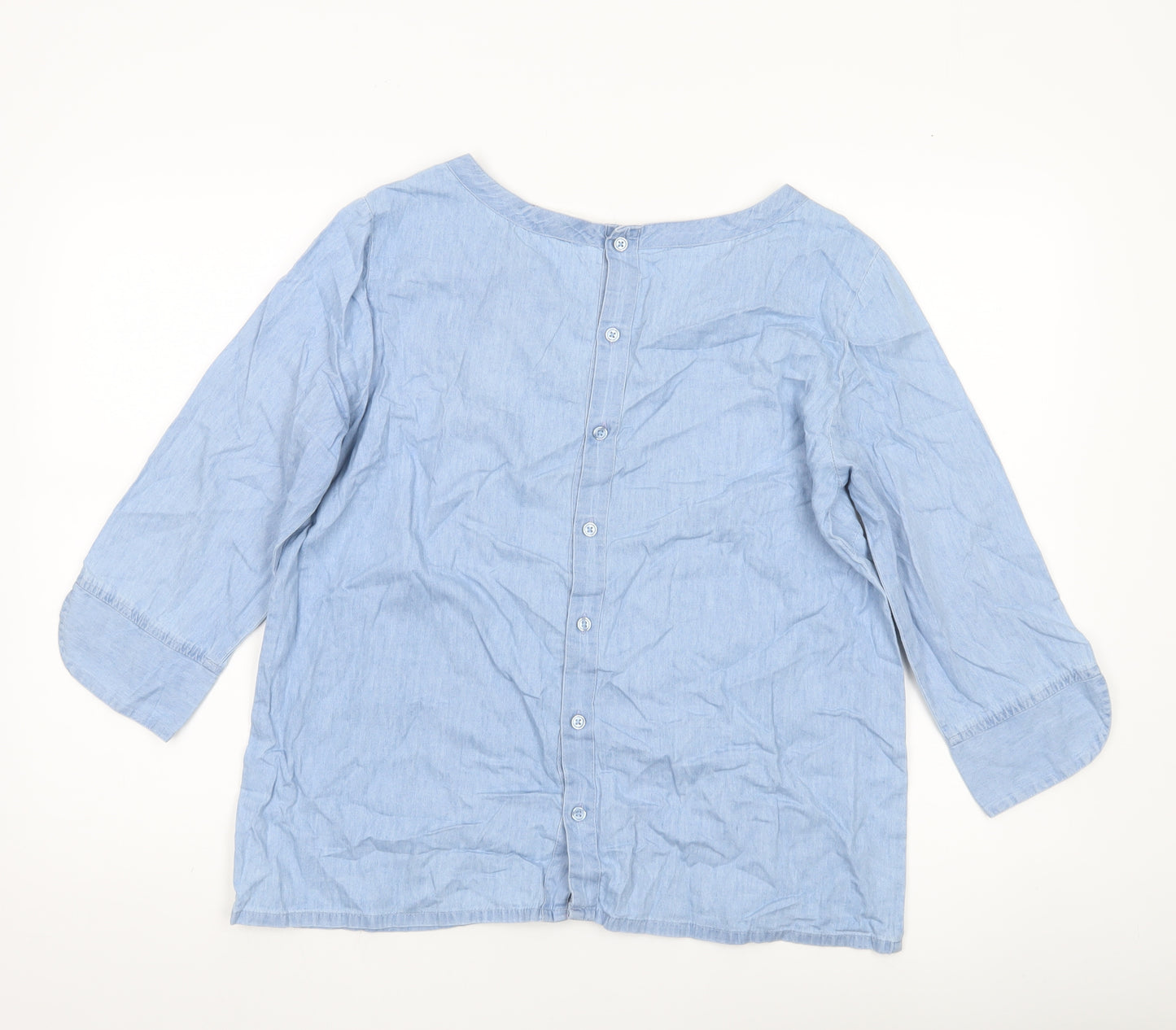 Thought Women’s Blue Cotton Blend Chambray Blouse Size 12