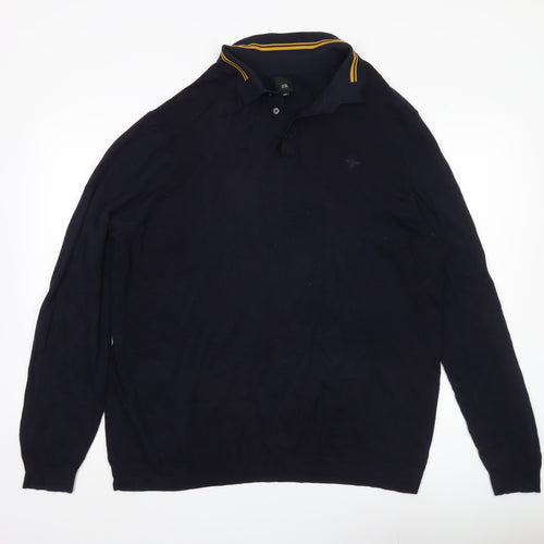 River Island Men’s Blue 2XL Collared Pullover Jumper Long Sleeve