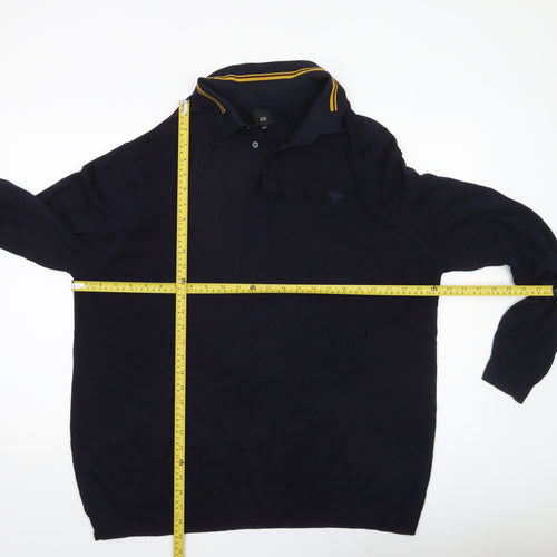 River Island Men’s Blue 2XL Collared Pullover Jumper Long Sleeve