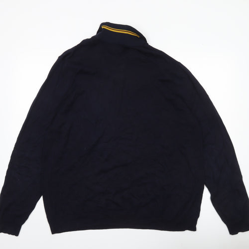 River Island Men’s Blue 2XL Collared Pullover Jumper Long Sleeve