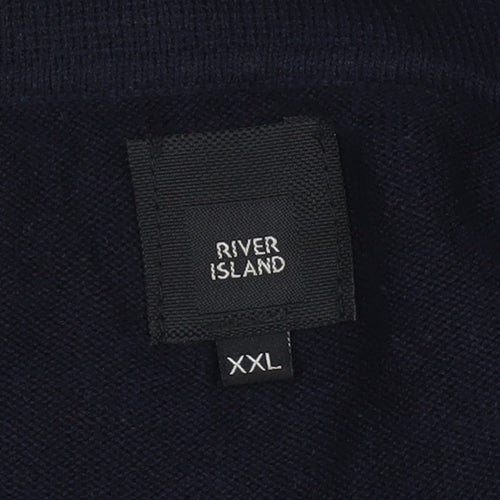 River Island Men’s Blue 2XL Collared Pullover Jumper Long Sleeve